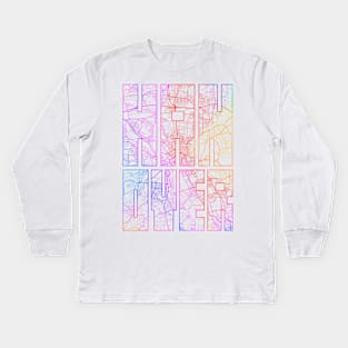 Hanover, Germany City Map Typography - Colorful Kids Long Sleeve T-Shirt